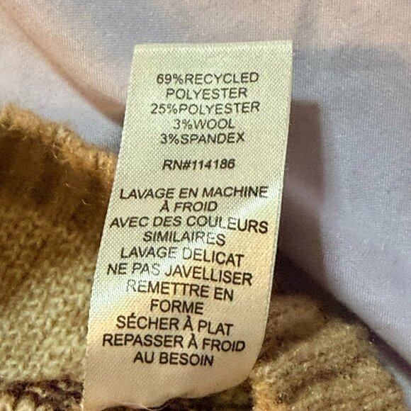 Chloe & Jasmine brand Long Sleeve Mockneck Turtleneck Sweater, Brown/Beige LARGE - Picture 3 of 8